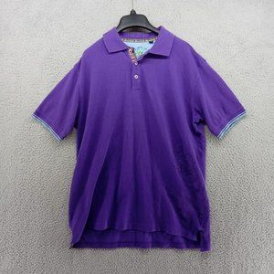 Richard Graham Shirt Mens Large Purple Polo Floral Embroidery Cotton‎ Pique